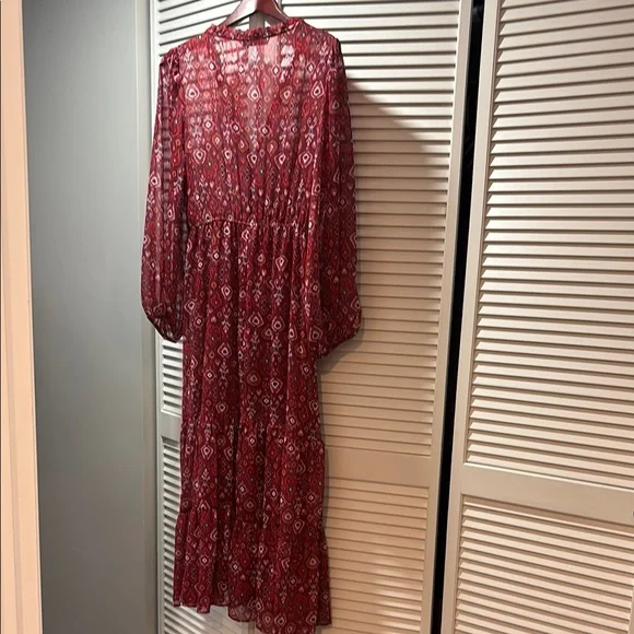 Zara Red V-Neck Bishop Sleeve Sundress - Picture 4 of 6